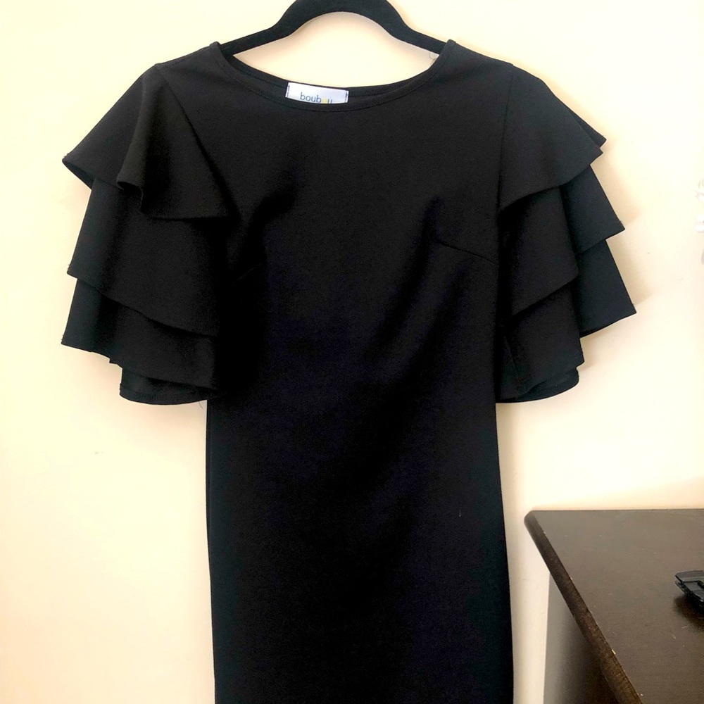 Ruffle stretching woven mini dress from Korea